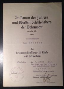 Single document KvK II. Kl. mit Schw. - Stöffin