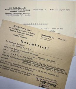 'Bescheinigung' (certification) - 'Sonderkommando R' - Biehl