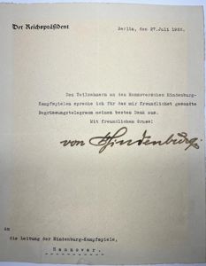 'Reichspräsident' Paul von Hindenburg document - 1926