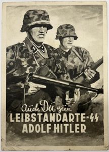 'Auch Du zür Leibstandarte -SS A.Hitler' - postcard - 1942