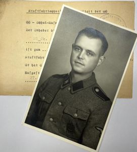 'SS-Schul-Ausweis' (I.D.) - 'Kraftfahrtechnische Lehranstalt der SS' - Schulte