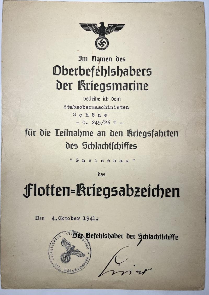 Citation grouping - KM - 'Gneisenau' - Schöne — image 4