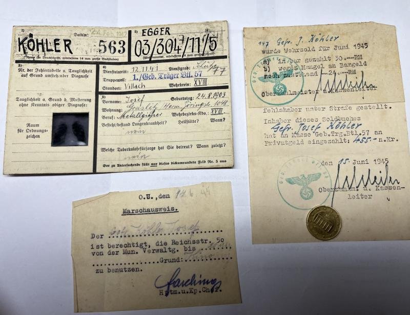 Soldbuch WH (Heer) - Geb.Träger Btl.57/270.Inf.Div. - Köhler — image 2