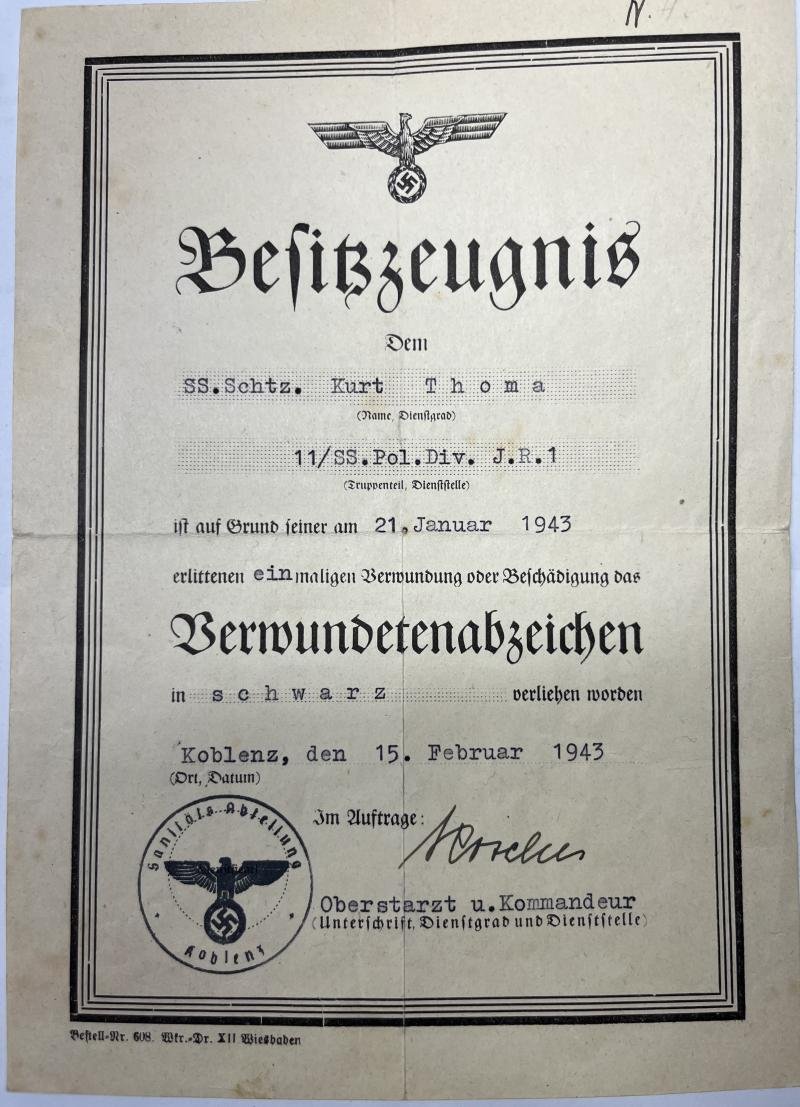 'Waffen-SS' - citation grouping - SS- Pol.Sch.Rgt.1 - Thoma — image 2