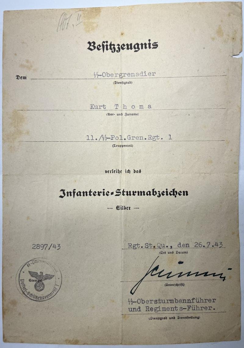 'Waffen-SS' - citation grouping - SS- Pol.Sch.Rgt.1 - Thoma — image 3