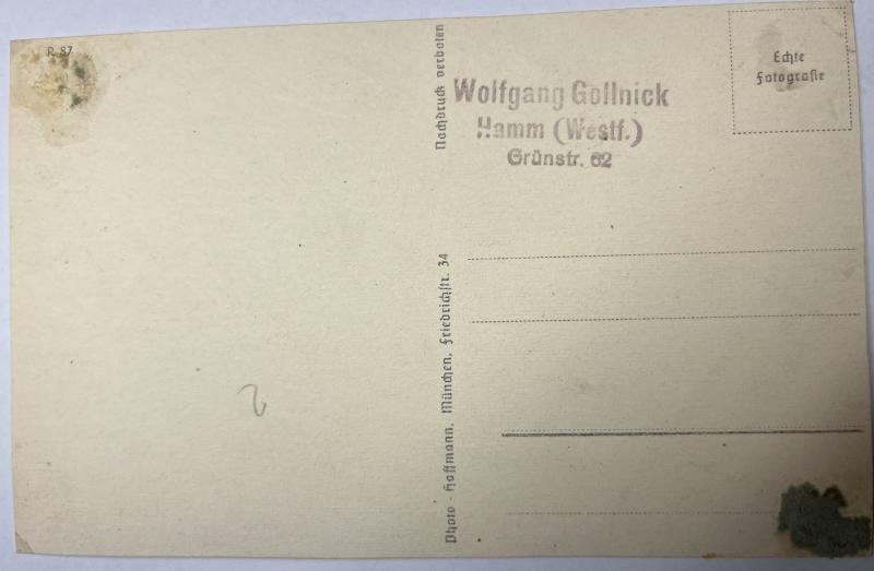 Hoffmann postcard signed - KC recipient - Falkenhorst — image 3