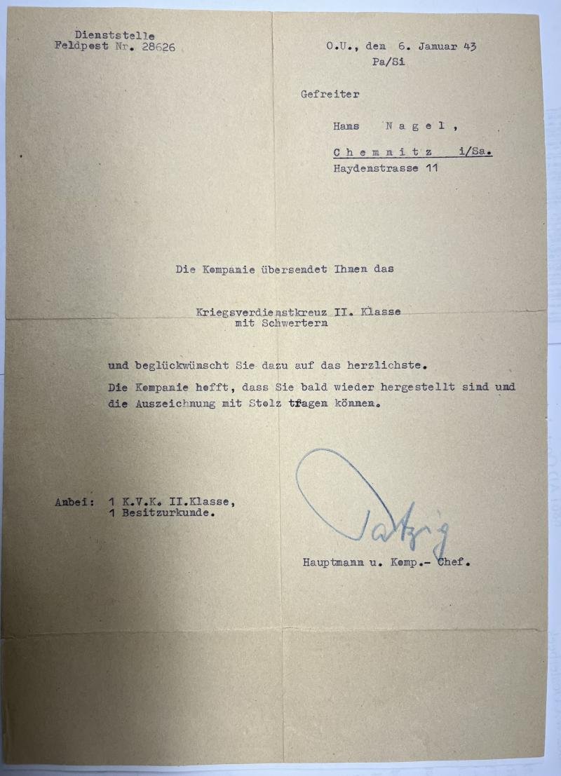 Soldbuch /award documents grouping WH (Heer) - 6.Armee - Nagel — image 2