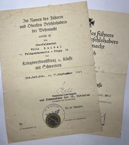 Citation set - WH (Heer) - 15.(Inf.) Div. - Seibel