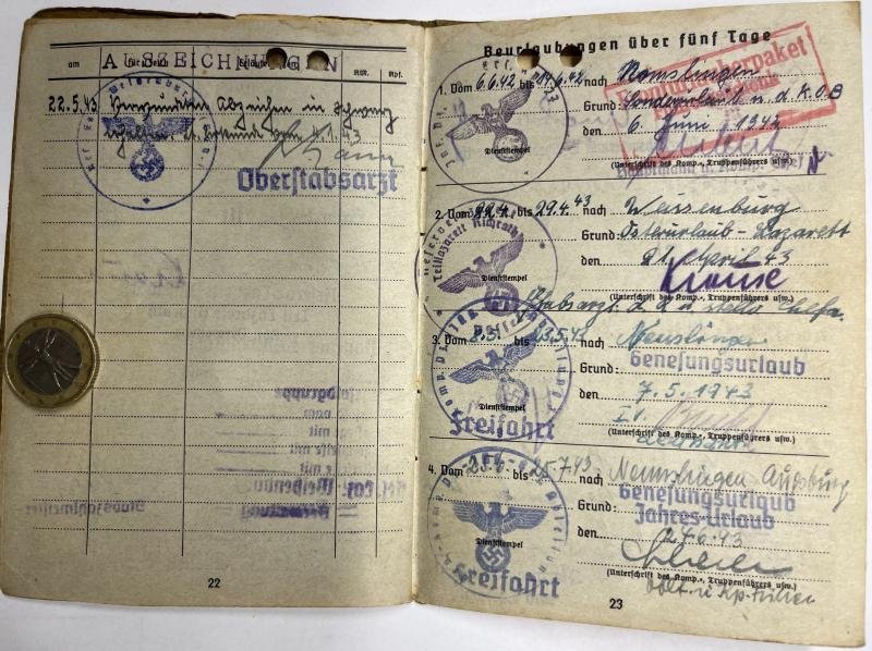 Soldbuch - WH (Heer) - 17.Pz.Div./Heeres Vet.Akademie - Blendinger — image 10