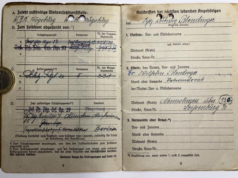 Soldbuch - WH (Heer) - 17.Pz.Div./Heeres Vet.Akademie - Blendinger — image 4