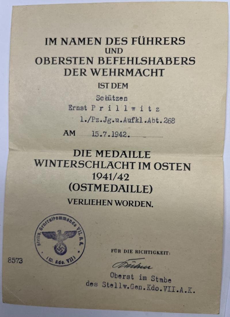 Wehrpass/citation - WH (Heer) - 268.Inf.Div. - Prillwitz — image 4