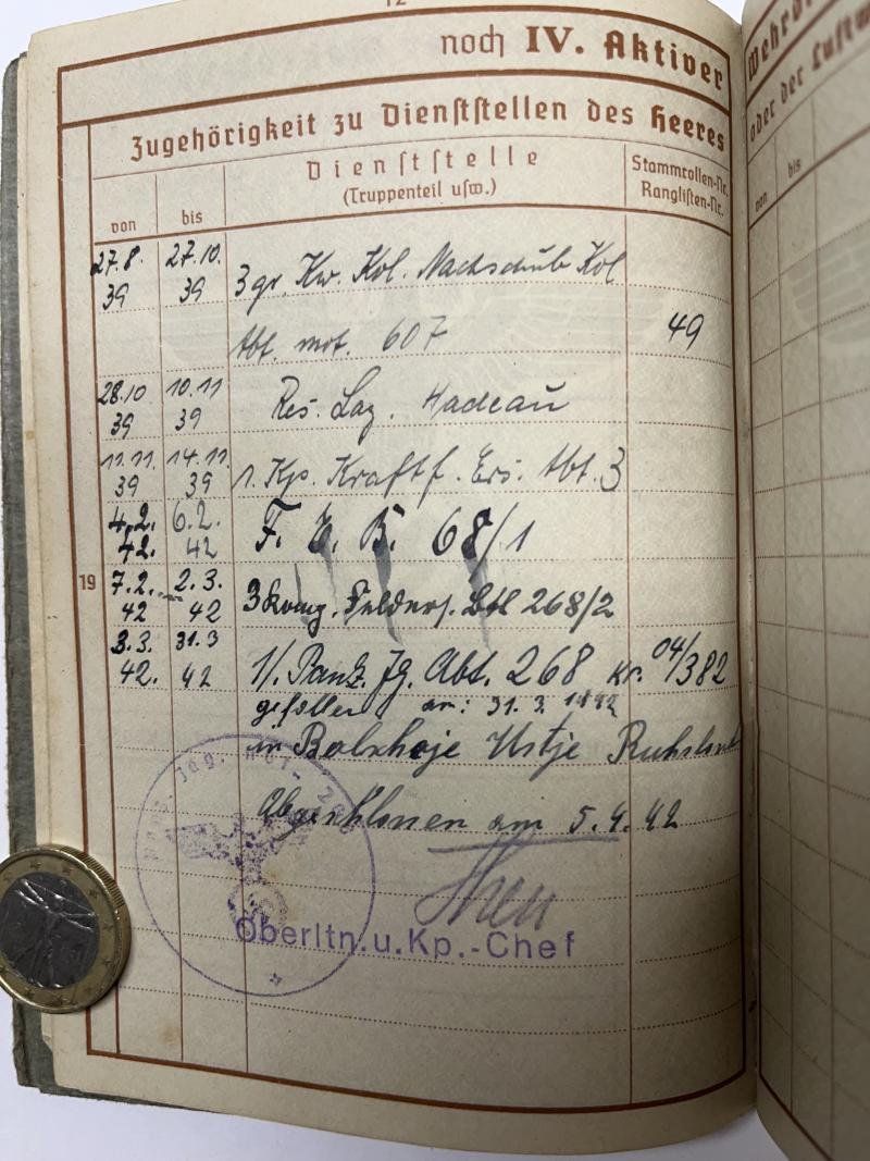 Wehrpass/citation - WH (Heer) - 268.Inf.Div. - Prillwitz — image 7