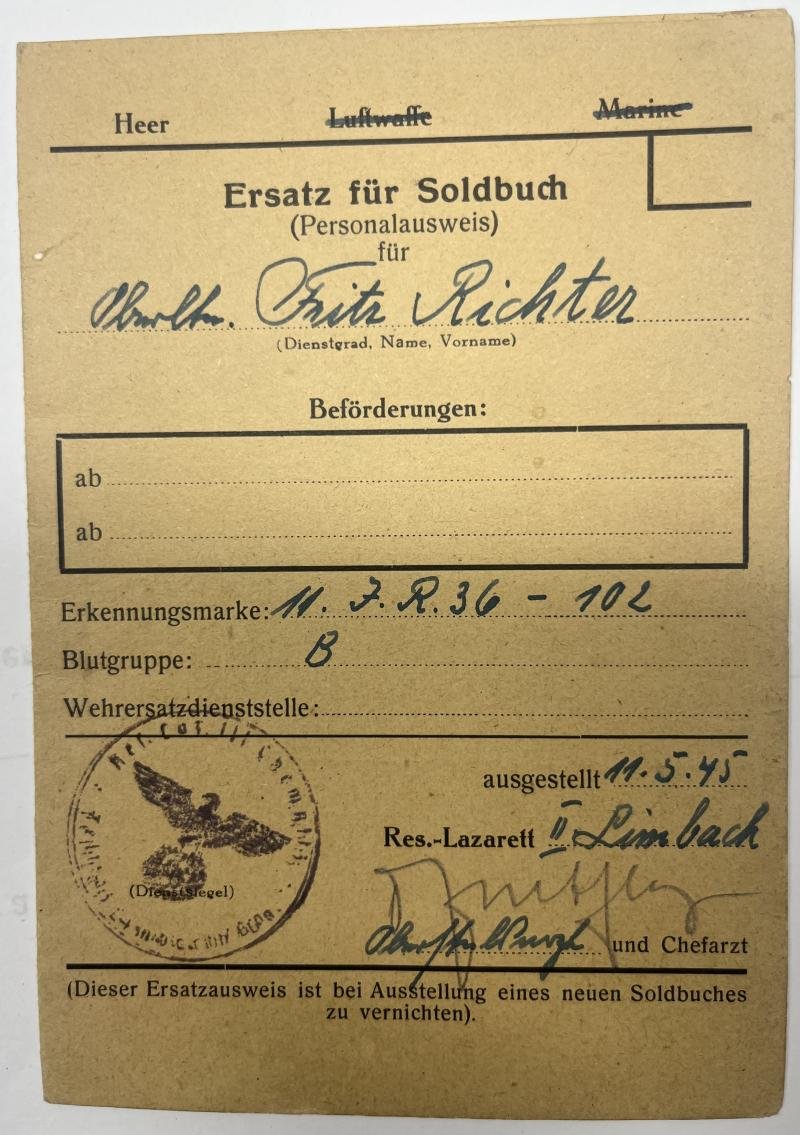 'Ersatz für Soldbuch' - WH (Heer) - Richter — image 2