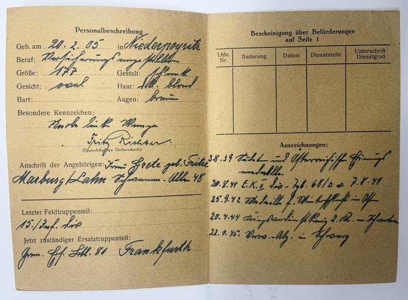 'Ersatz für Soldbuch' - WH (Heer) - Richter — image 4