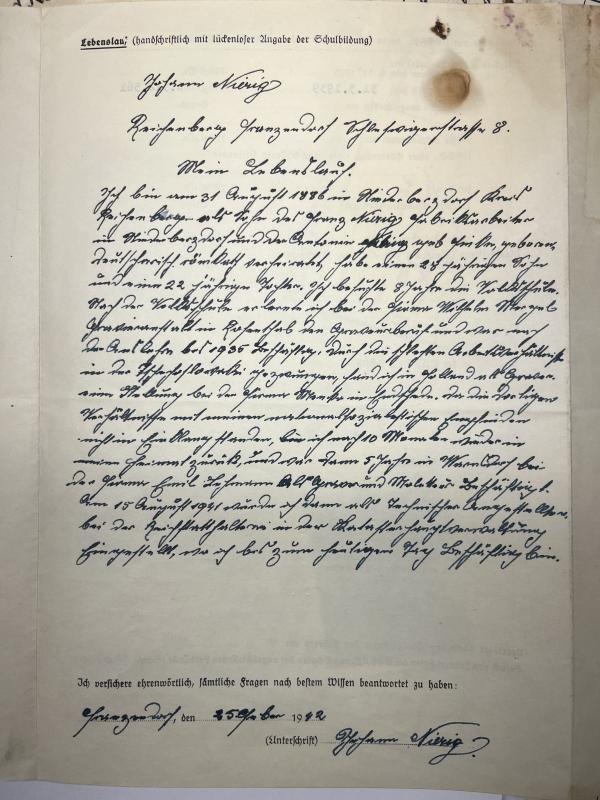 NSDAP - 'Blockleiter' file - Nierig — image 2