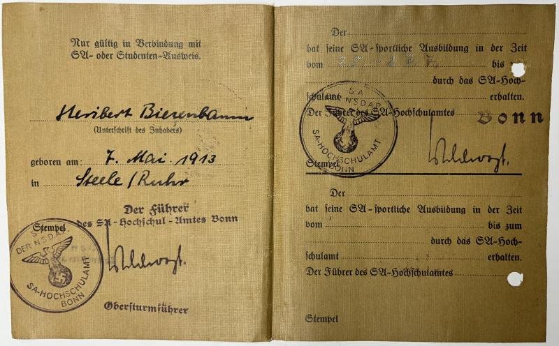 SA - NSDAP I.D. - Biezenbaum — image 2