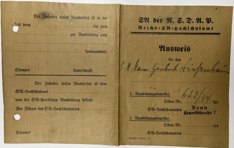 SA - NSDAP I.D. - Biezenbaum — image 3