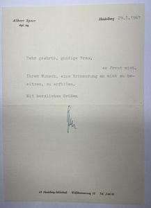 Albert Speer letter - 1967