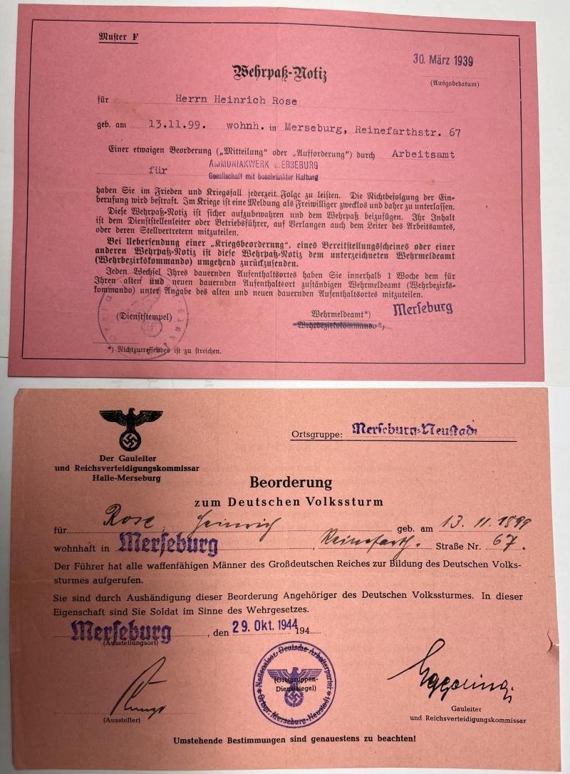 Wehrpass - WH (Heer) - 'Volkssturm' - Rose — image 8