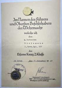 Citation - WH (Heer) - 83.Inf.Div. - Tiedemann