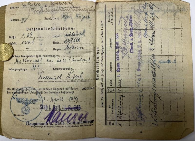 Soldbuch WH (Heer) - 221.Inf.Div./454.Sich.Div. - Lasch — image 3