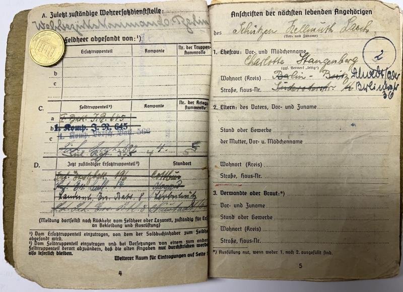 Soldbuch WH (Heer) - 221.Inf.Div./454.Sich.Div. - Lasch — image 4