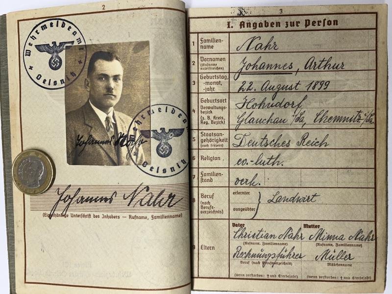 Wehrpass - 'Algemeine-SS' - Nahr — image 3