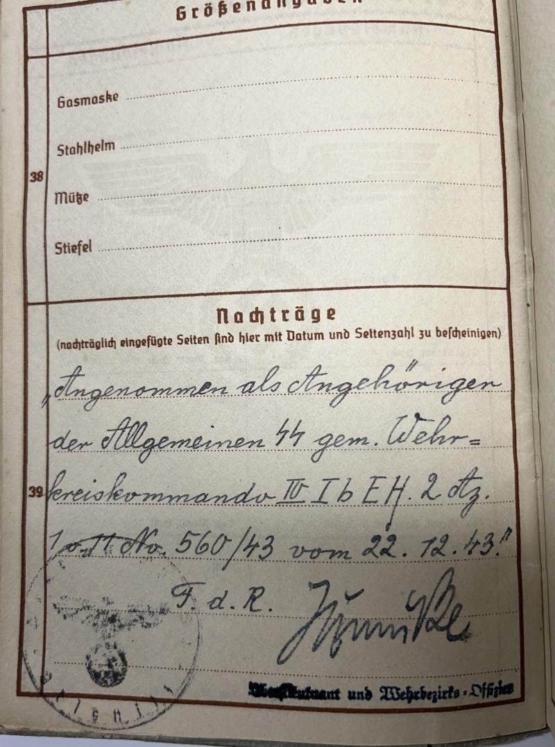 Wehrpass - 'Algemeine-SS' - Nahr — image 6