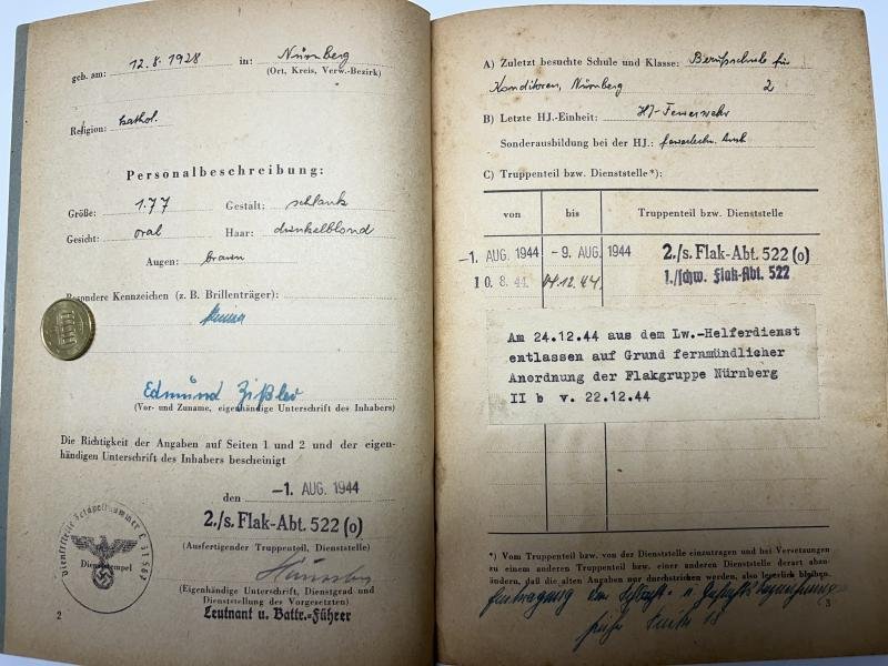 'Personalbuch'/'Personalausweis' - 'Luftwaffe-Helfer' - Zissler — image 6