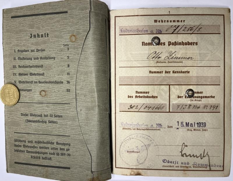 Wehrpass - WH (Heer) - 33.Inf.Div. - Zimmer — image 2