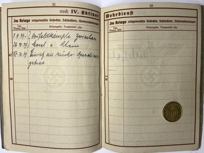 Wehrpass - WH (Heer) - 33.Inf.Div. - Zimmer — image 7