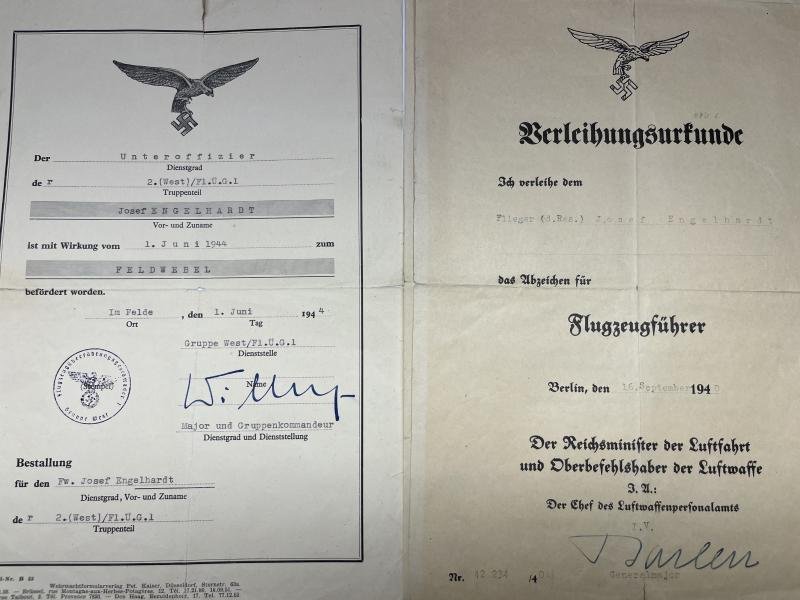 Soldbuch/citation grouping - Luftwaffe - 'Flugzeug Überführungsgeschwader 1' - Engelhardt — image 2