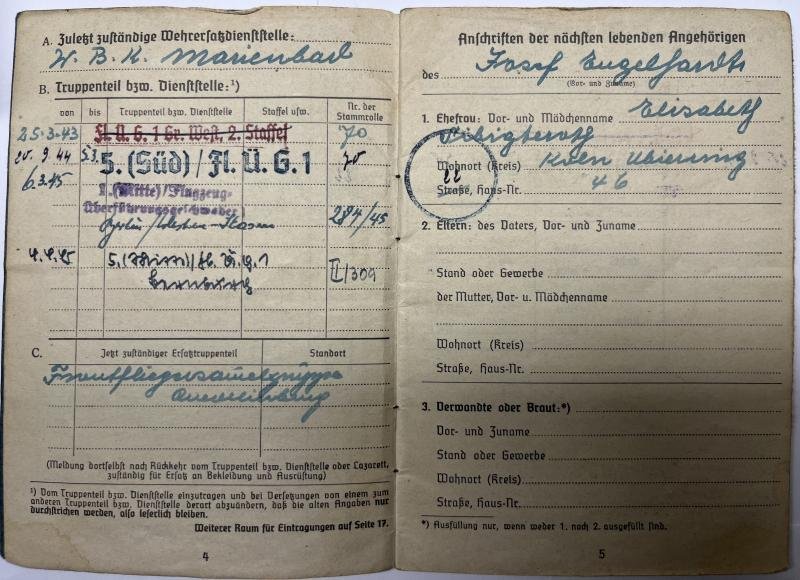 Soldbuch/citation grouping - Luftwaffe - 'Flugzeug Überführungsgeschwader 1' - Engelhardt — image 5