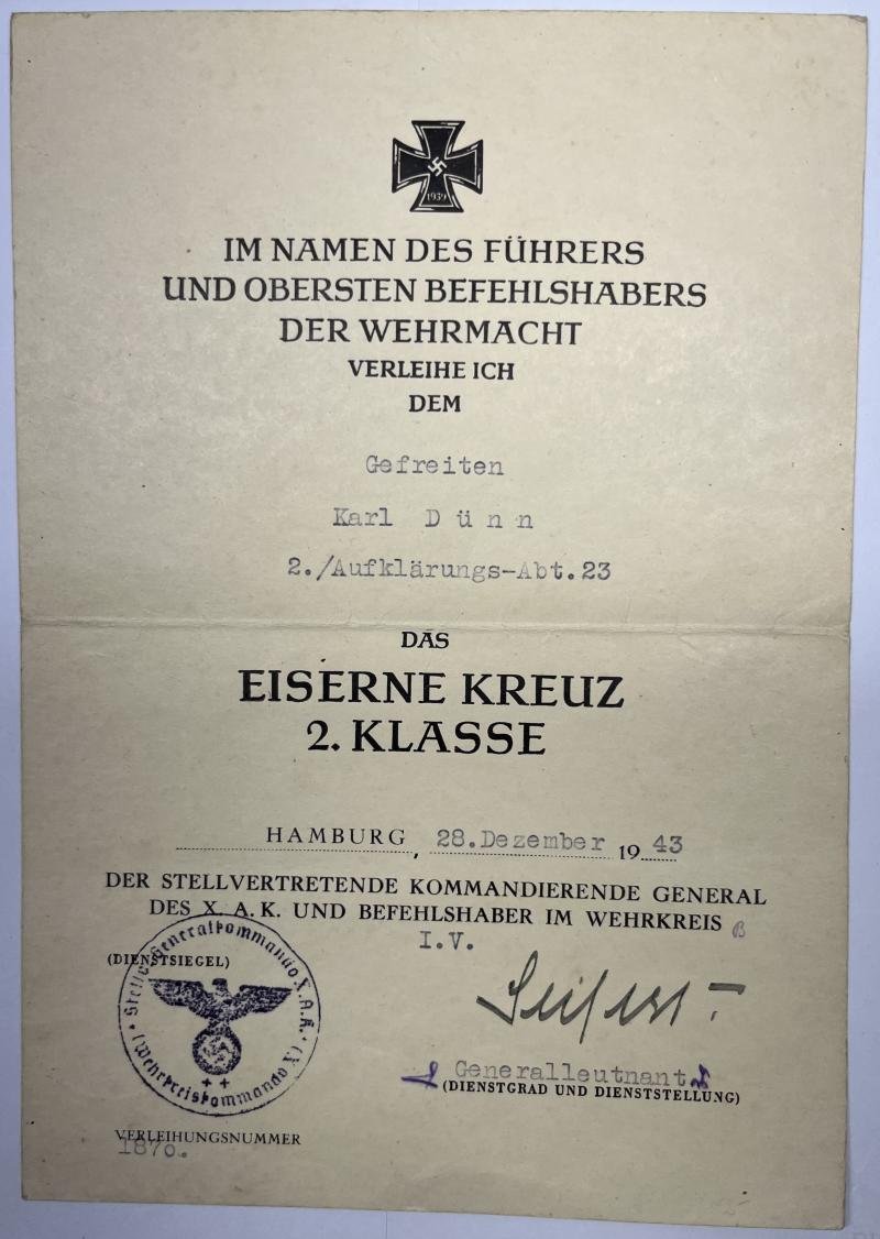 Citation - WH (Heer) - 23.Inf.Div. - Dünn — image 2