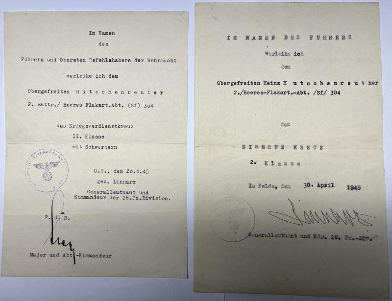 Citation grouping - WH (Heer) - 26.Pz.Div. - Italy - Hutschenreuter — image 3