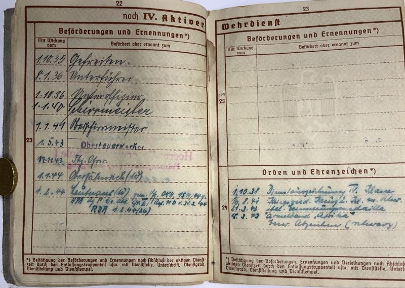 Wehrpass - WH (Heer) - Africa/ 9.Inf.Div. - Hopf — image 6