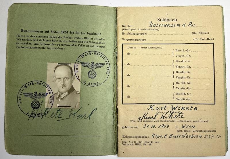 Soldbuch - 'Polizei' / 'Waffen-SS' - Pol.Rgt.4 - Wikete — image 4