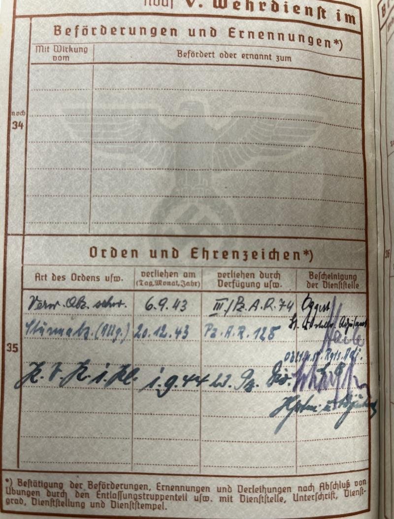 Wehrpass/citation grouping - WH (Heer) - 2.Pz.Div./23.Pz.Div. - Teufl — image 7