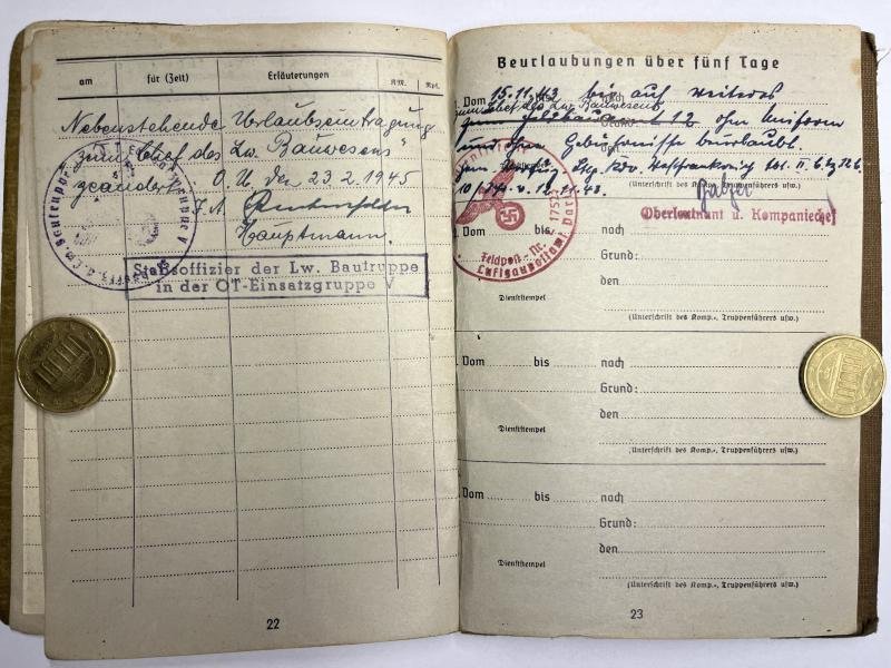 Soldbuch/I.D. - WH (Heer) - Fliegerhorstkomp.16/VII/ Bauleitung Tempelhof - Persch — image 10