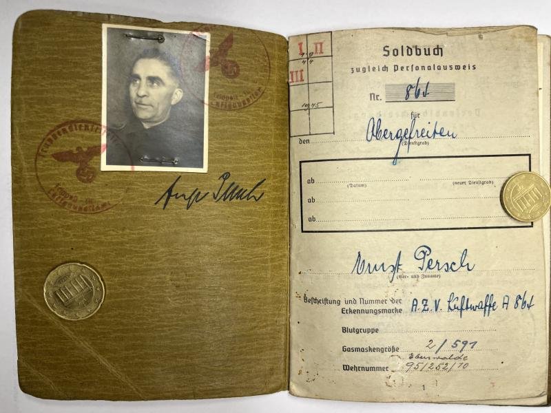 Soldbuch/I.D. - WH (Heer) - Fliegerhorstkomp.16/VII/ Bauleitung Tempelhof - Persch — image 4