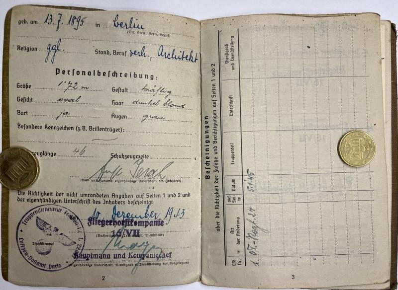 Soldbuch/I.D. - WH (Heer) - Fliegerhorstkomp.16/VII/ Bauleitung Tempelhof - Persch — image 5