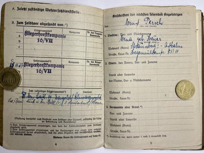 Soldbuch/I.D. - WH (Heer) - Fliegerhorstkomp.16/VII/ Bauleitung Tempelhof - Persch — image 6