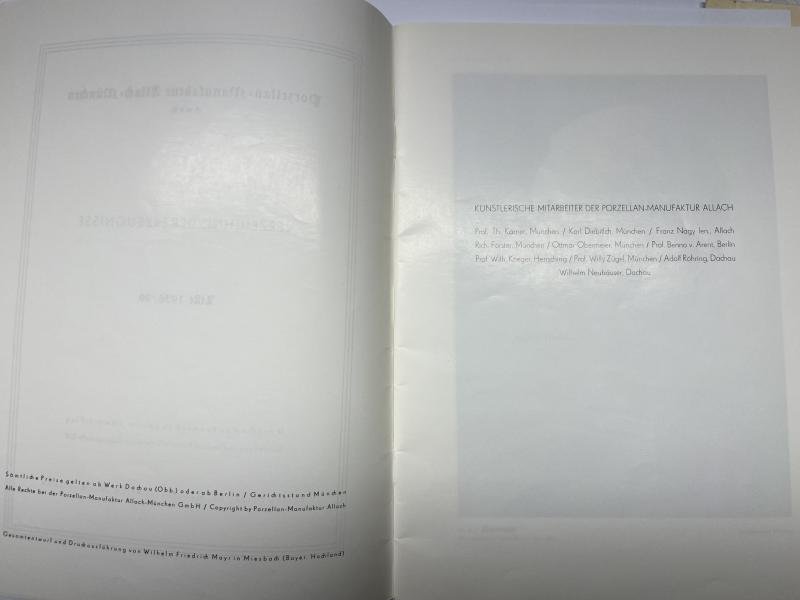 'Allach pozelllan' list - 1938/39 - reprint — image 3