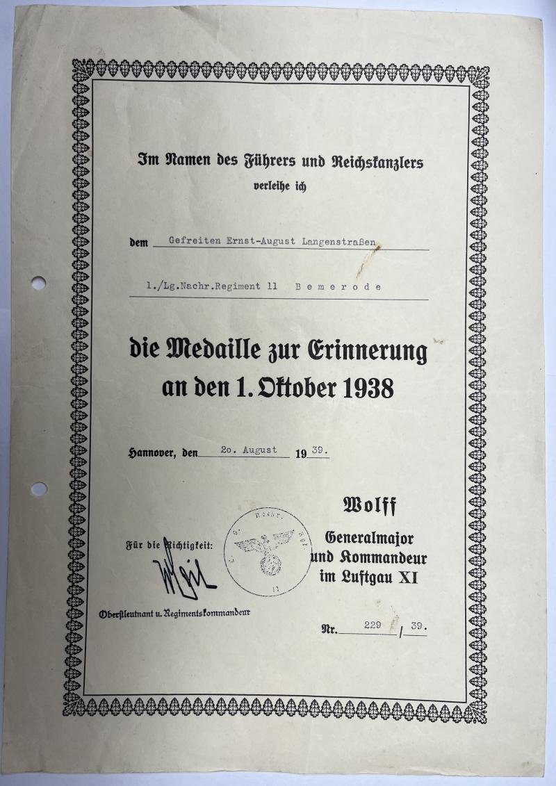 Soldbuch/citation grouping - Luftwaffe - Luftgau-Nachrichten Rgt.28 - Italy - Langenstrassen — image 10