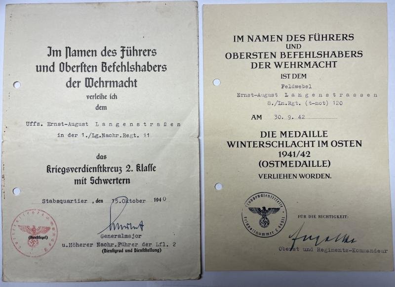 Soldbuch/citation grouping - Luftwaffe - Luftgau-Nachrichten Rgt.28 - Italy - Langenstrassen — image 2