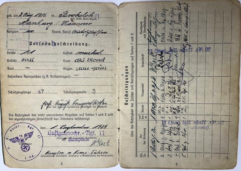 Soldbuch/citation grouping - Luftwaffe - Luftgau-Nachrichten Rgt.28 - Italy - Langenstrassen — image 4