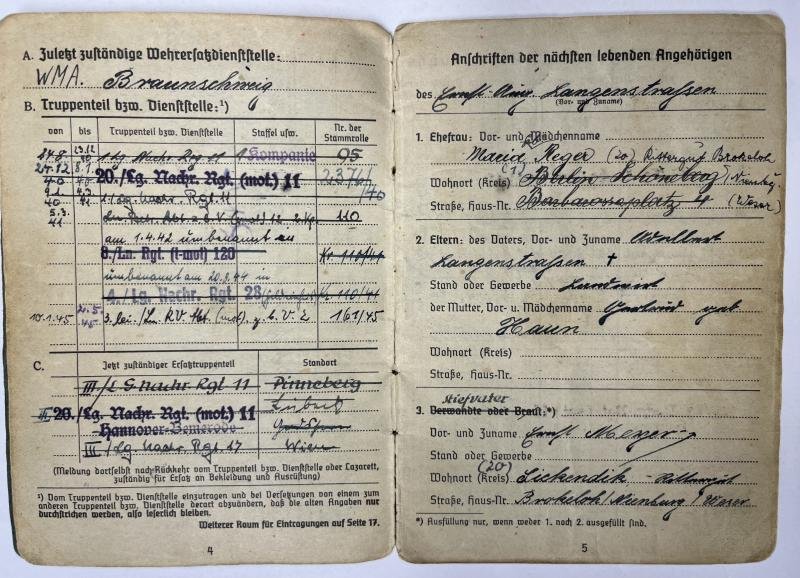 Soldbuch/citation grouping - Luftwaffe - Luftgau-Nachrichten Rgt.28 - Italy - Langenstrassen — image 5