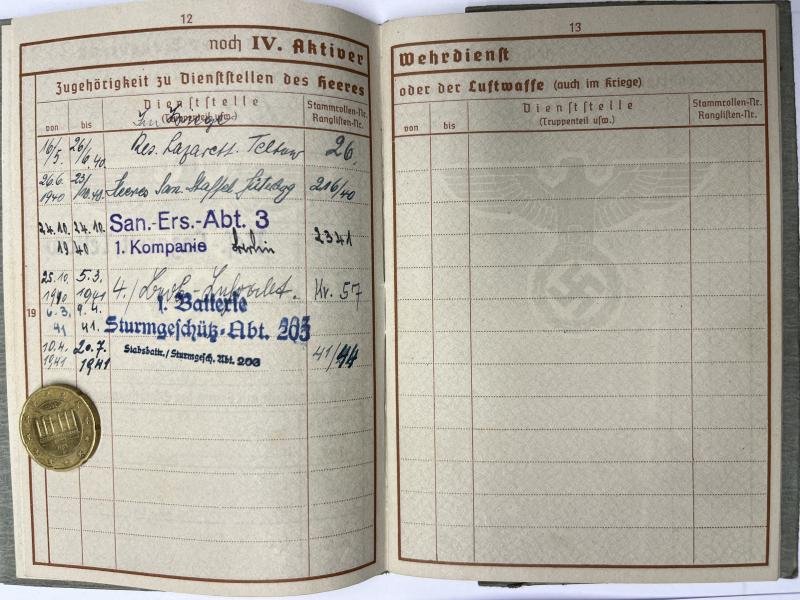 Wehrpass / photos - WH (Heer) - Stug.Abt.203 - Hälm — image 5