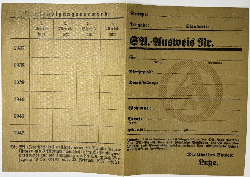 'SA-Ausweis' (I.D.) - unused condition — image 2