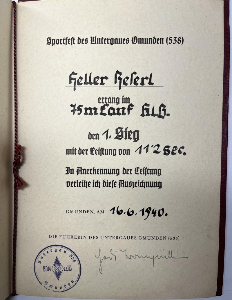 'HJ' - 'Sportfest' citation - 1940 - Heller — image 7